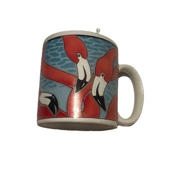 Vintage 1990 Vandor Flamingo Mug Pelzman Designs Retro Tropical Ceramic Mug - Picture 3 of 7